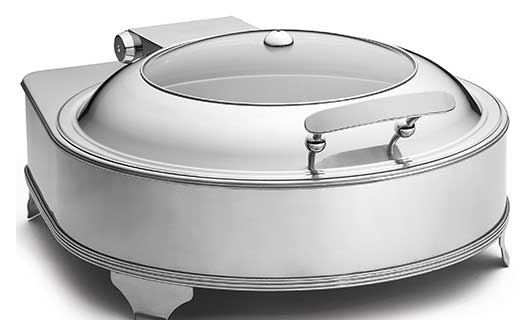 Tablecraft Stainless Steel Polished Finish 700 Watt Round Quickview Electric Chafer with Stand, 18 x 18 x 6 inch