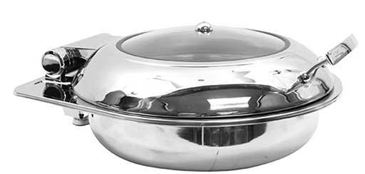 Tablecraft Quickview Round Induction Chafer with Glass Window, 17.25 inch Dia x 7.5 inch