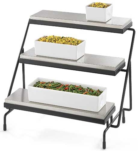 Tablecraft Three Tiered Stand with Half Long Size Cooling Plate, 24.75 x 17 x 19.75 inch