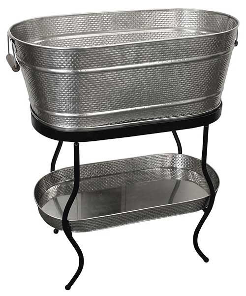Tablecraft Brickhouse Stainless Steel Black Powder Coated Steel Single Wall Beverage Tub Set, 27.5 x 15 x 10.75 inch
