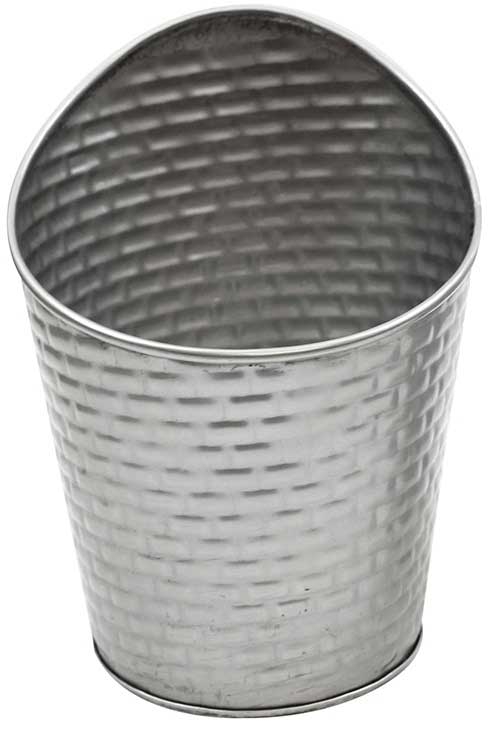 Tablecraft Brickhouse Stainless Steel with Embossed Brick Pattern Slanted Round Fry Cup, 3.75 x 3.75 x 4.75 inch