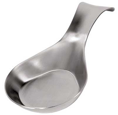 Tablecraft Stainless Steel Single Spoon Rest, 8 x 3.8 x 1.6 inch -- 12 per case.
