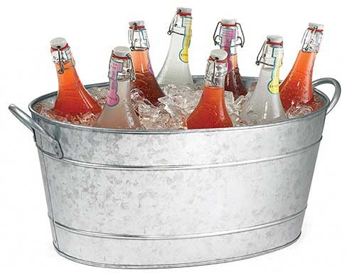 Tablecraft Galvanized Steel Oval Single Wall Beverage Tub, 19 x 14 x 9 inch -- 6 per case