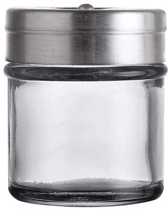 Tablecraft Clear Glass Jar with Rotating Stainless Steel Top, 1.5 Ounce -- 6 per case.