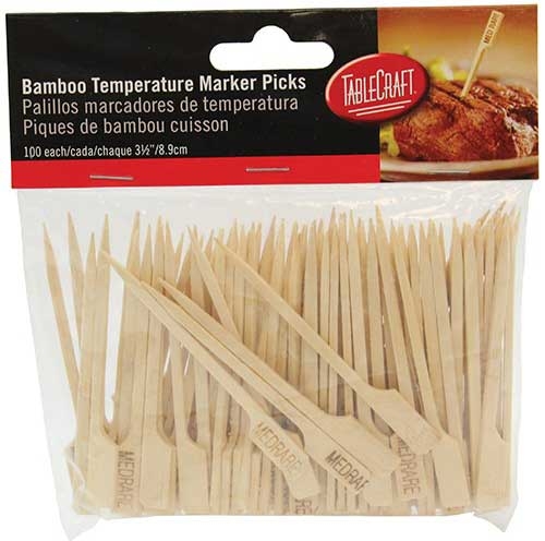 Tablecraft Medium Rare Bamboo Paddle Pick, 3.5 inch - 100 count per pack -- 12 packs per case.