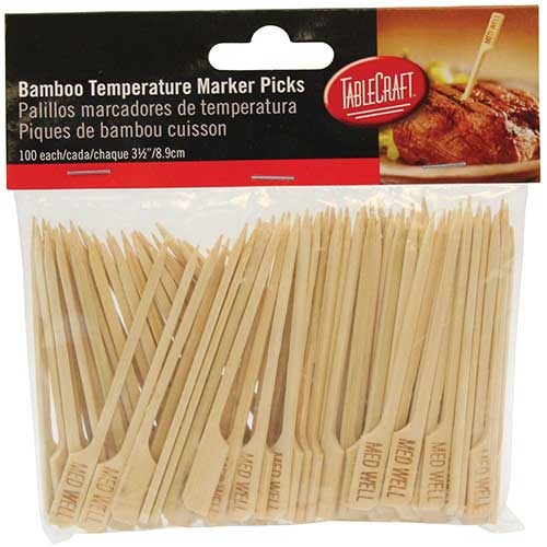 Tablecraft Medium Well Bamboo Paddle Pick, 3.5 inch - 100 count per pack -- 12 packs per case.