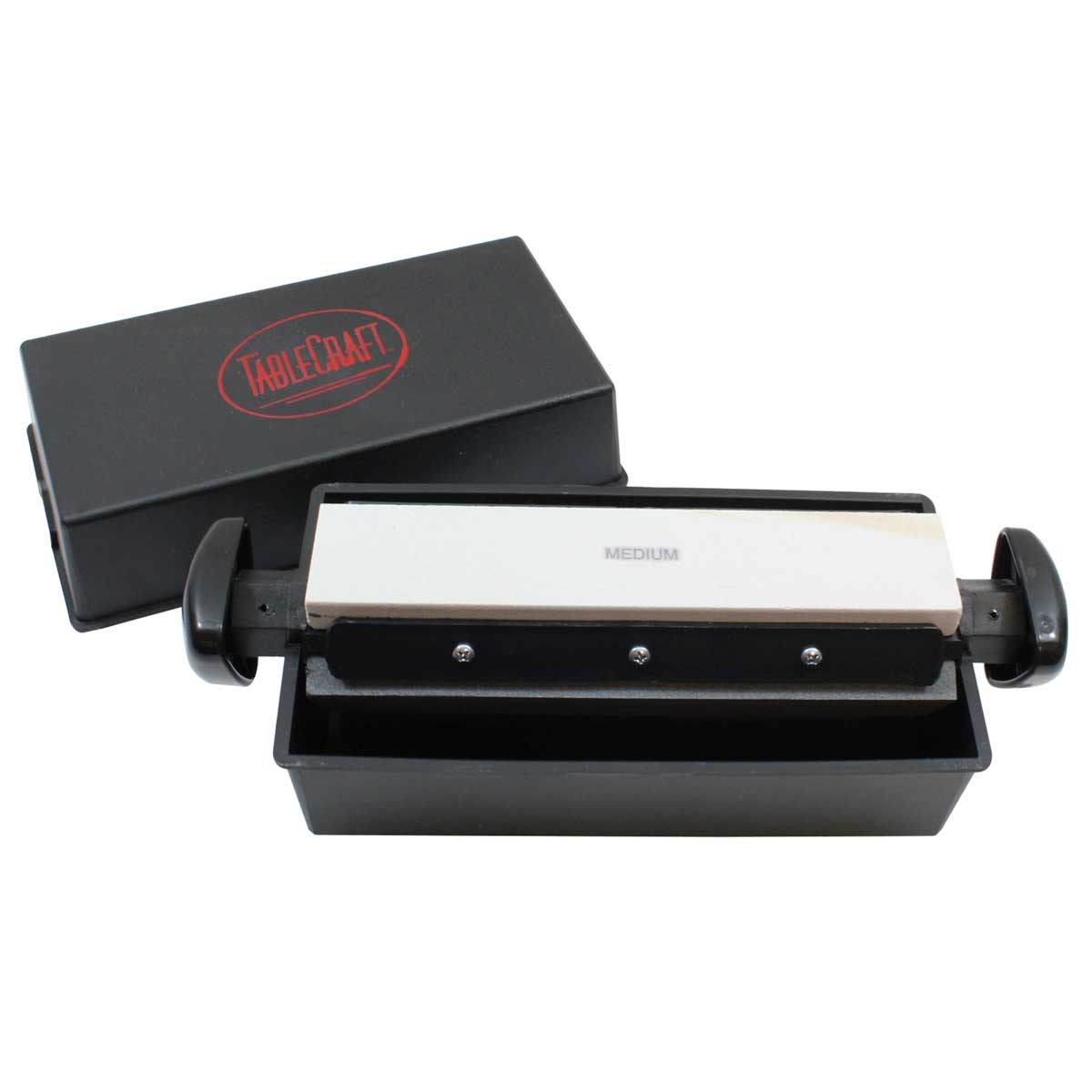 Tablecraft Black Three-Way Sharpening System, 11.625 x 4.875 x 4 inch