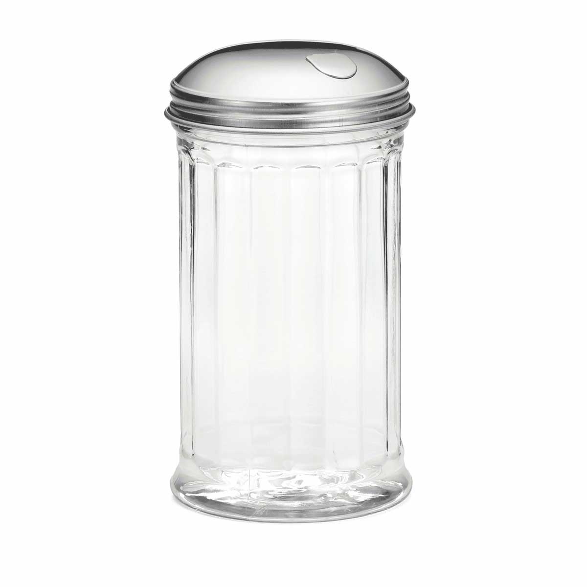 Tablecraft Fluted Plastic Shaker with Stainless Steel Side Flap Top, 12 Ounce Capacity -- 24 per case