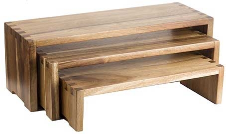 Tablecraft Acacia Wood Cascade Riser Set, set of 3