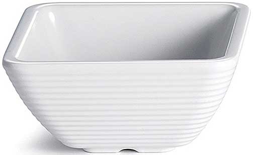 Tablecraft Melamine White Square Ribbed Ramekin, 4 Ounce -- 12 per case.