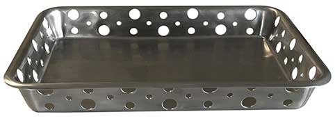 Tablecraft Brushed Finish Stainless Steel Rectangular Tray with Stamped Circles, 13 x 9 inch
