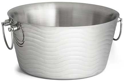 Tablecraft Wave Pattern Stainless Steel Round Double Wall Beverage Tub, 14.5 x 14.5 x 7.5 inch