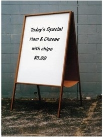 American Metalcraft Plain Rubber Wood Medium Sandwich Board, 21 1/2 x 2 1/4 x 33 1/2 inch.