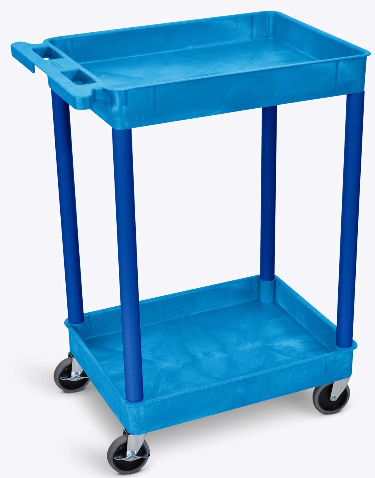 Luxor Blue Tub Cart with Two Shelves, 24 x 18 x 37.5 inch Height