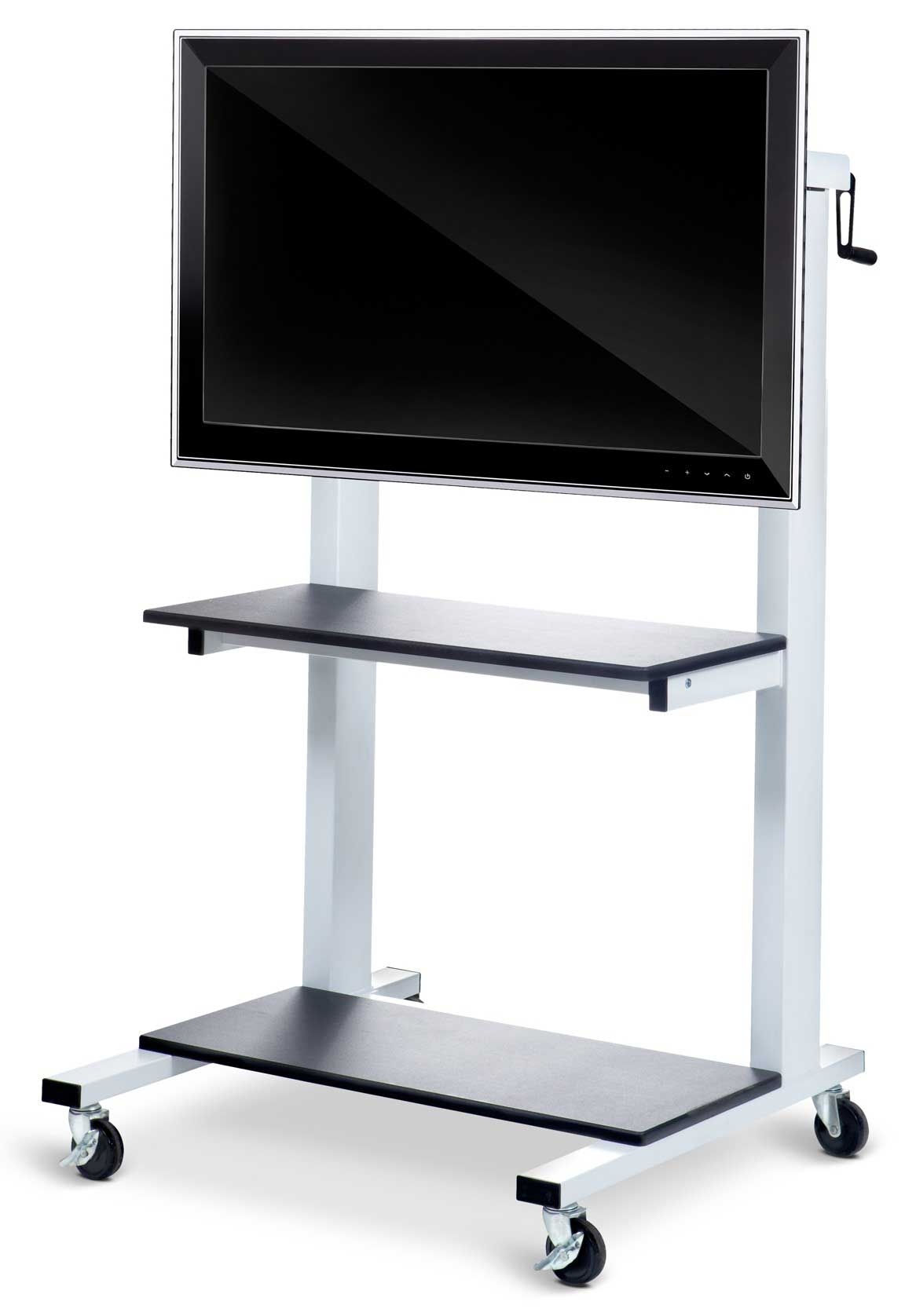 Luxor Black Crank Adjustable Flat Panel TV Cart, 30 x 29.5 x 50.5 to 66.25 inch Height