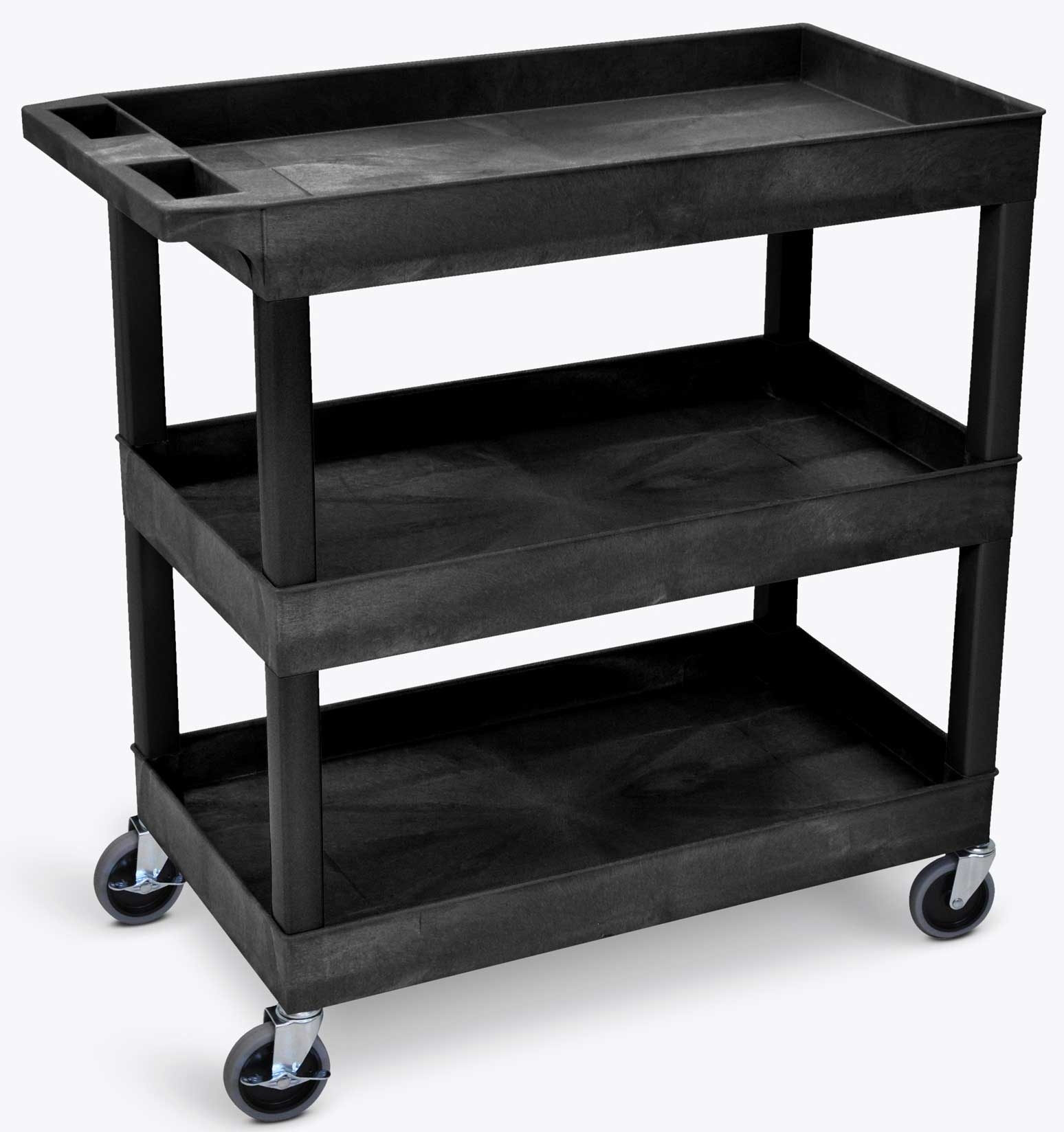 Luxor Black Three 32 x 18 inch Tub Shelves Cart