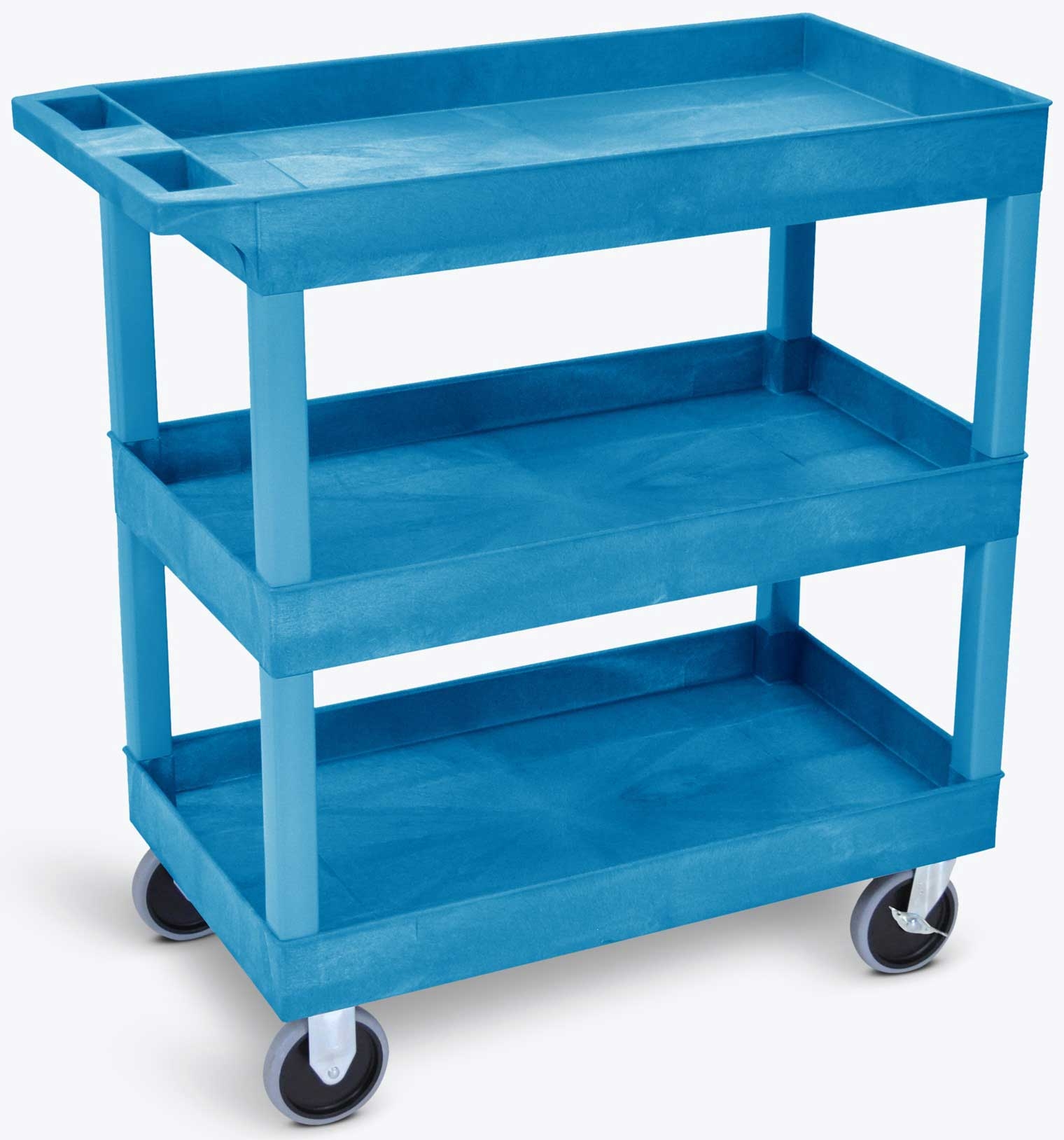 Luxor Blue Heavy Duty Three 32 x 18 inch Tub Shelves Cart