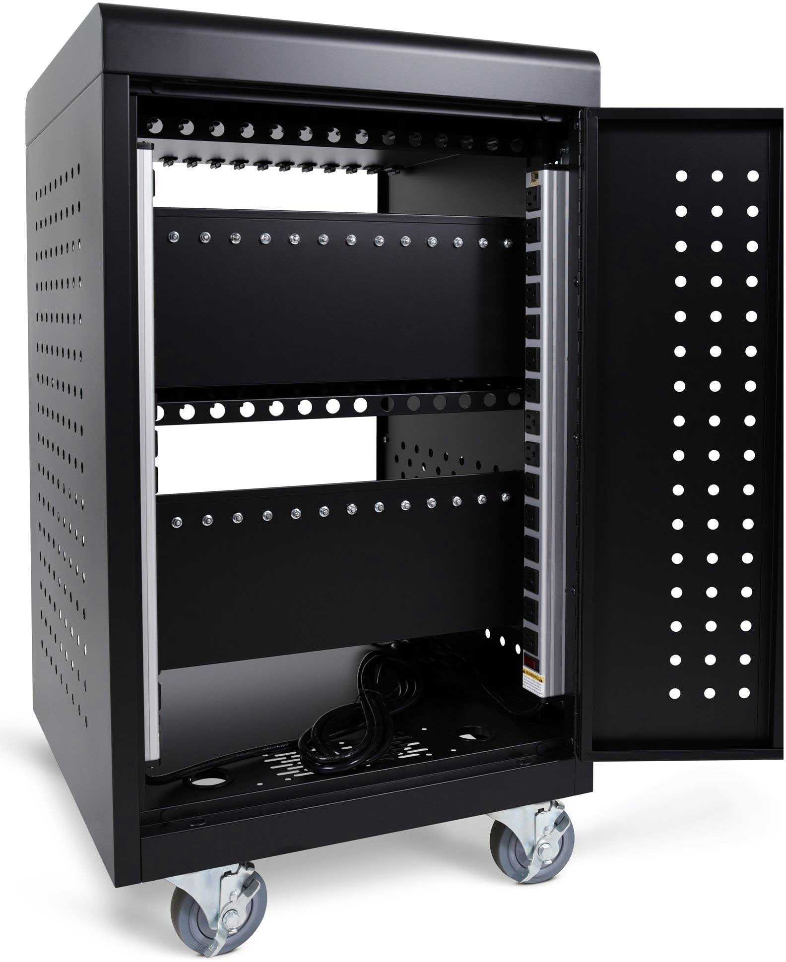 Luxor Black 12-Laptop / Chromebook Charging Cart, 20.9 x 21.1 x 37.6 inch