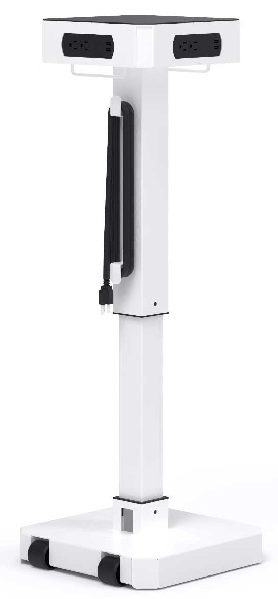 Luxor LuxPower Black Mobile AC and USB Charging Tower, 14 x 14 x 26.5 to 40 inch Height