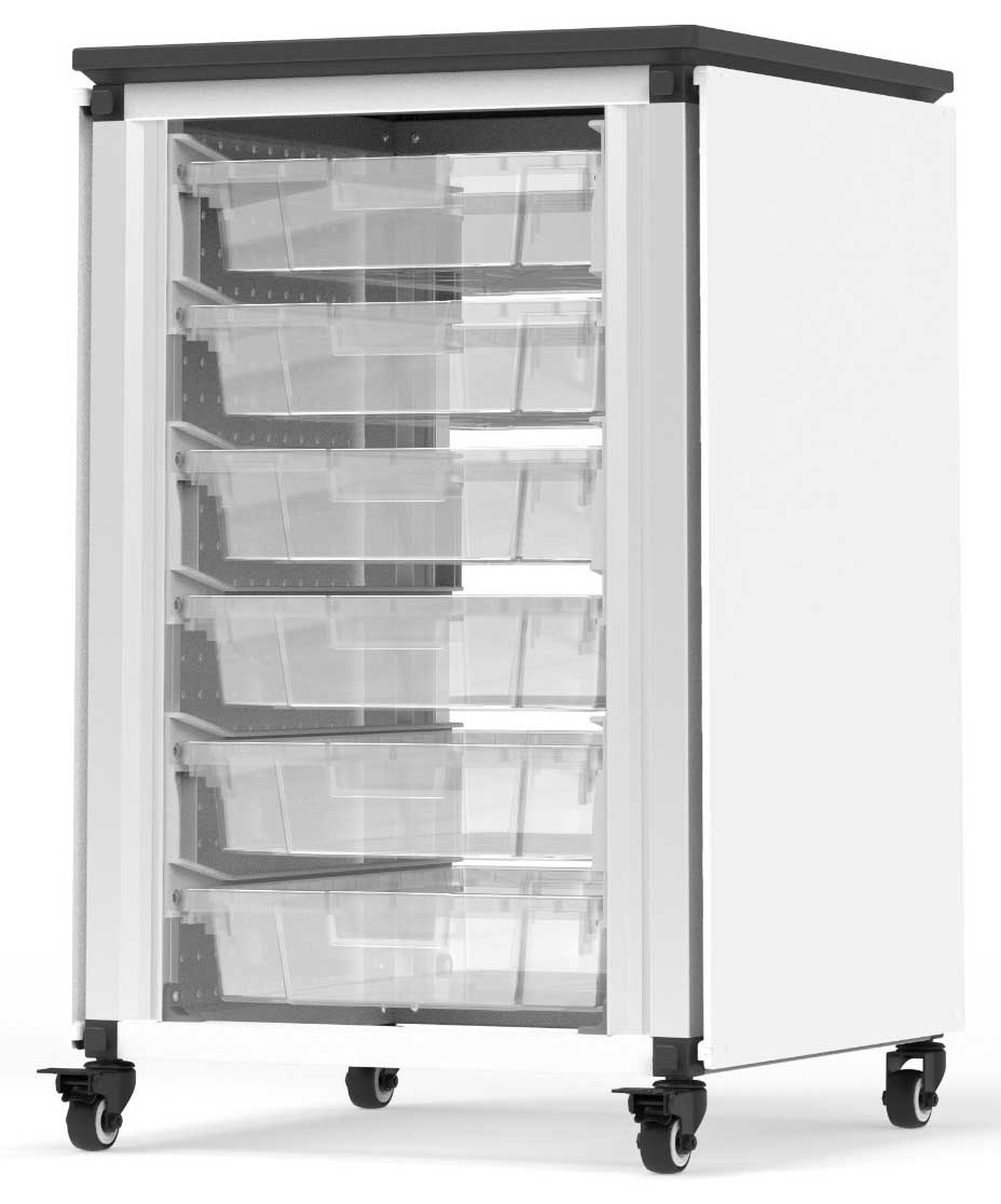 Luxor Black Single Module with 6 Small Bins Modular Classroom Storage Cabinet, 18.2 x 18.2 x 28.75 inch