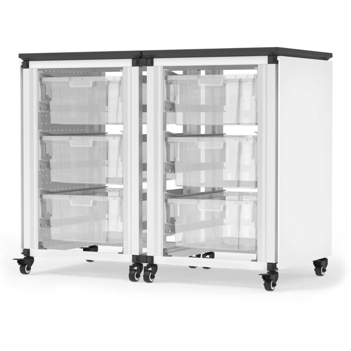 Luxor Black 2 Side by Side Modules with 6 Large Bins Modular Classroom Storage Cabinet, 18.2 x 18.2 x 28.75 inch