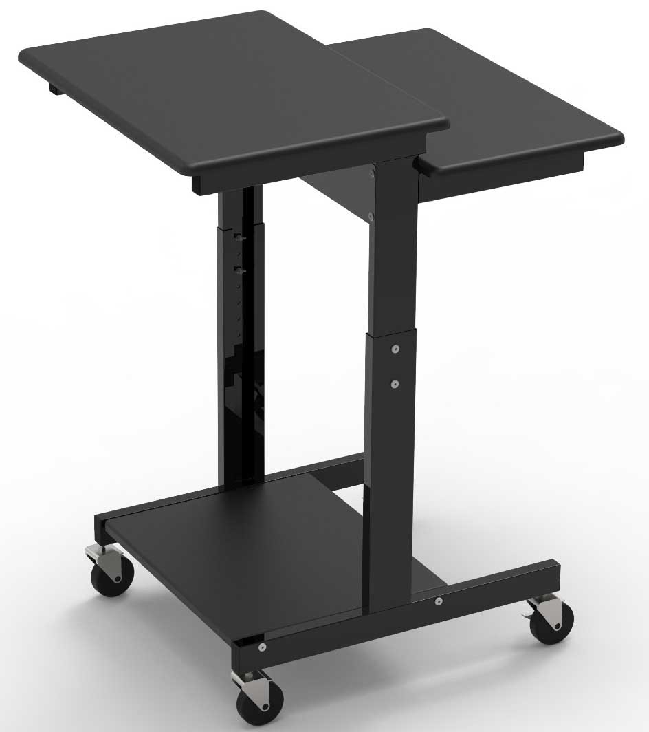 Luxor Black Adjustable-Height Presentation Workstation, 24 x 31 x 39 to 45 inch Height