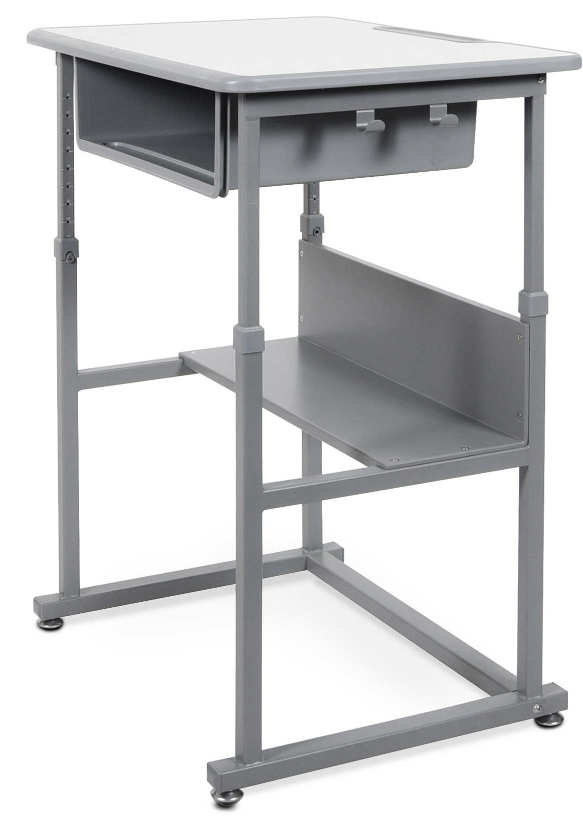Luxor Black Student Manual Adjustable Desk, 27.5 x 19.5 x 24.5 to 42 inch Height