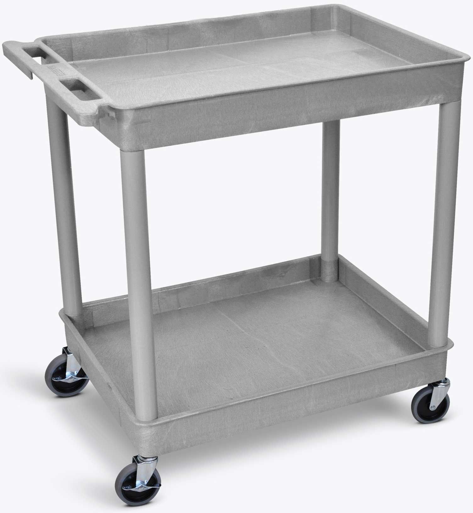 Luxor Gray Large Tub Cart with Two Shelves, 32 x 24 x 37.5 inch Height
