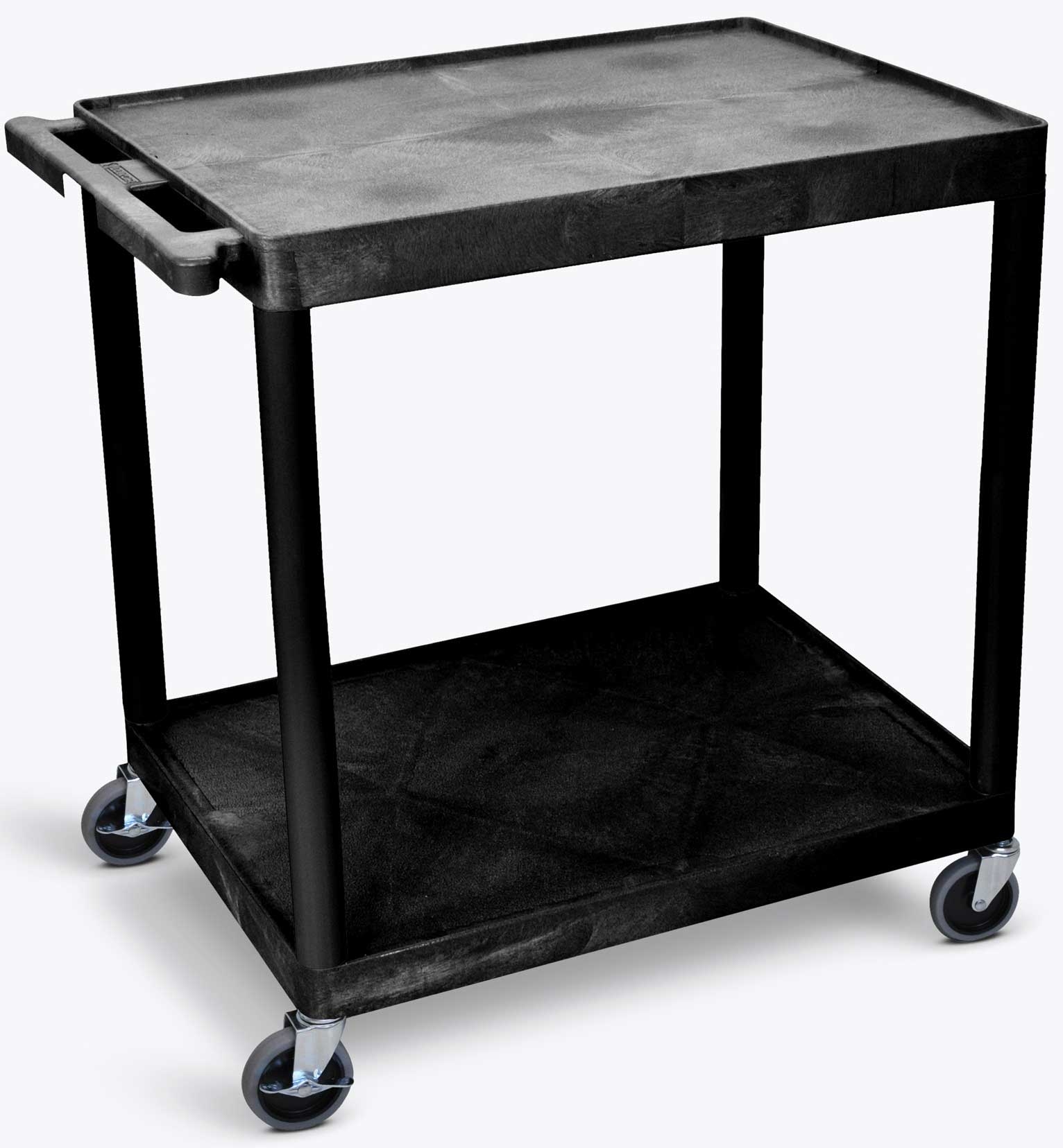 Luxor Black Large Flat Shelf Cart with Two Shelves, 32 x 24 x 34 inch Height