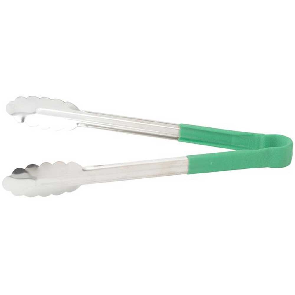 Winco Stainless Steel Heat Resistant Utility Tong with Green Polypropylene Handle, 16 inch -- 6 per case.
