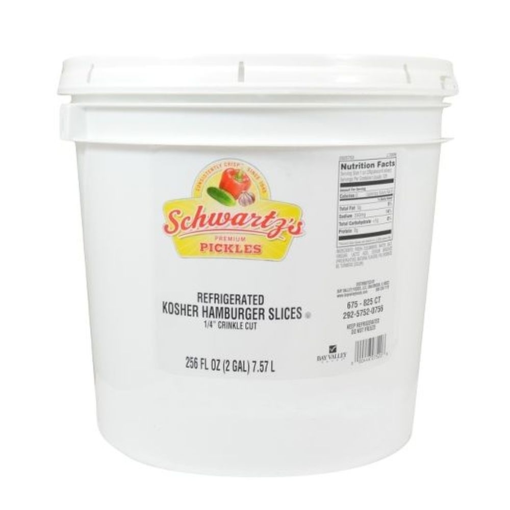 Schwartzs 0.25 Inch Crinkle Cut Kosher Pickle Slices, 2 Gallon