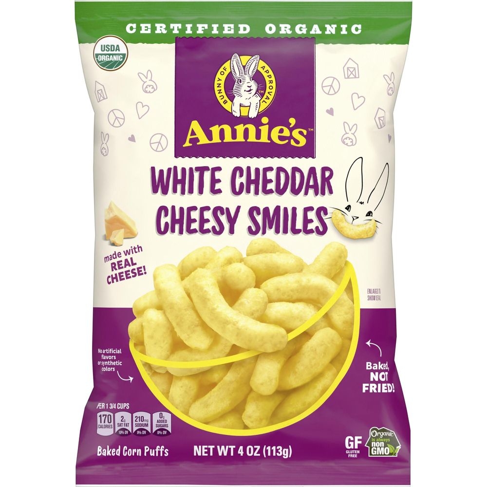 Organic White Cheddar Cheesy Smiles Corn Puffs