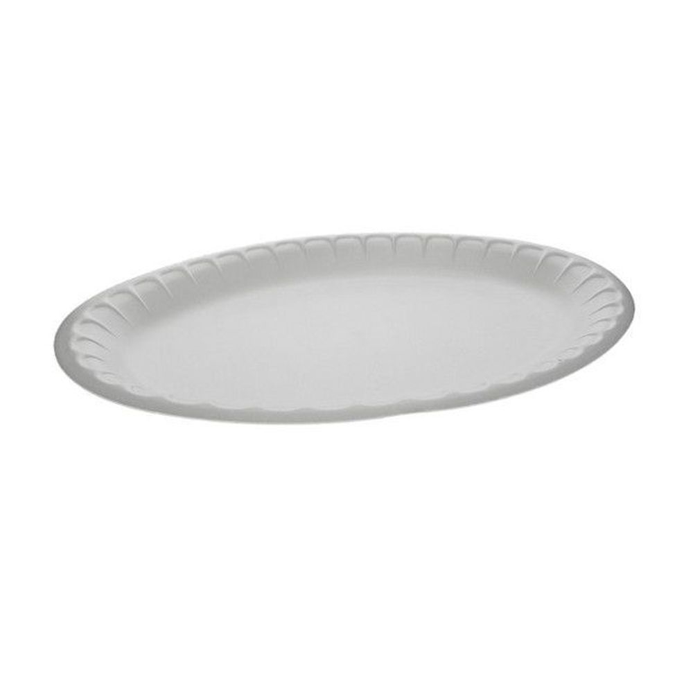 White Satin Non-Laminated Polystyrene Foam Oval Platter