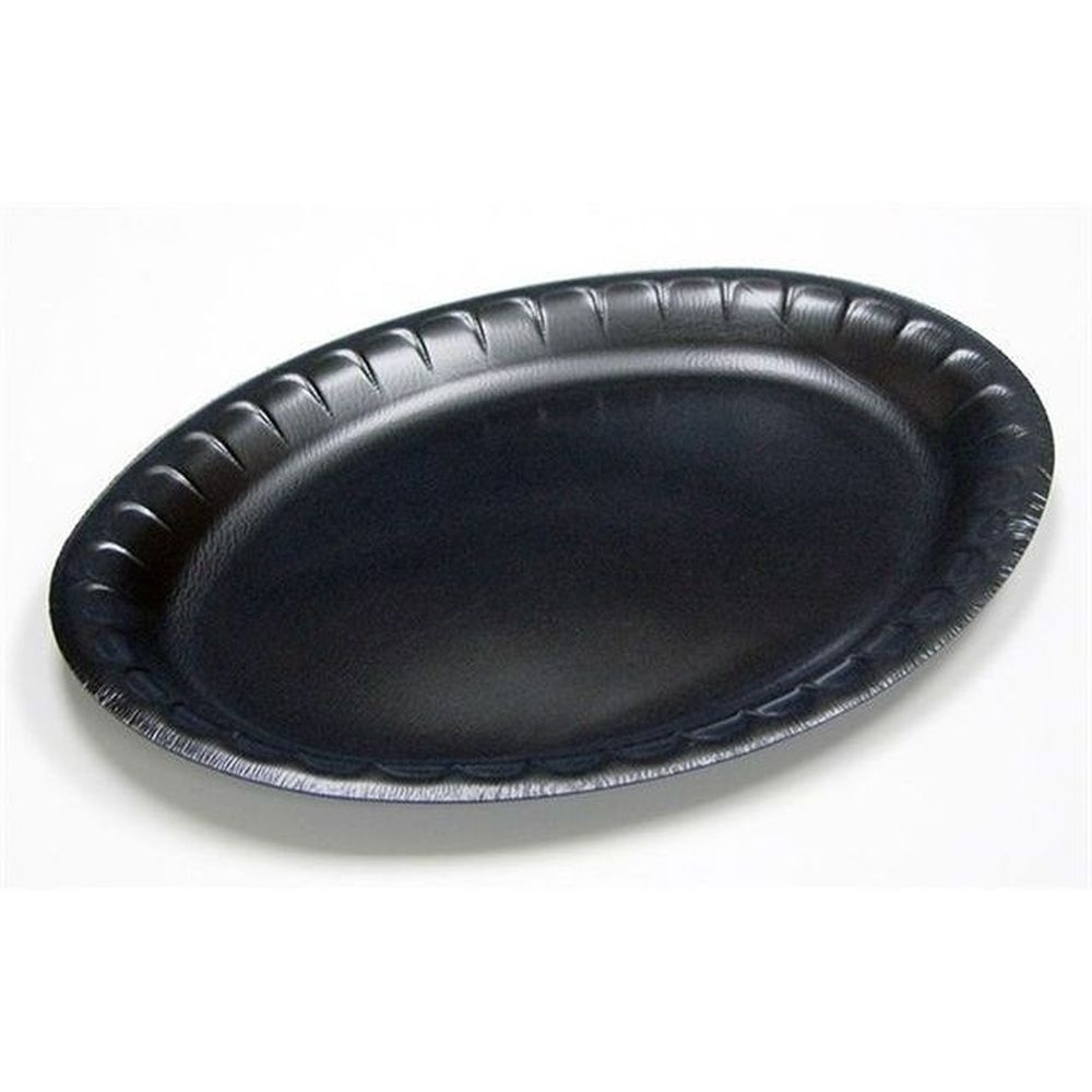 Black Deluxe Laminated Foam Oval Entrée Platter