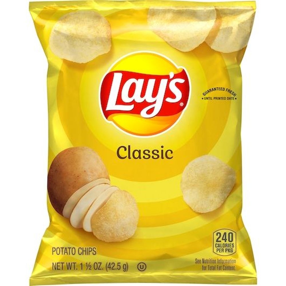 Lays Regular Potato Chips, 1.5 Ounce - 64 per pack.