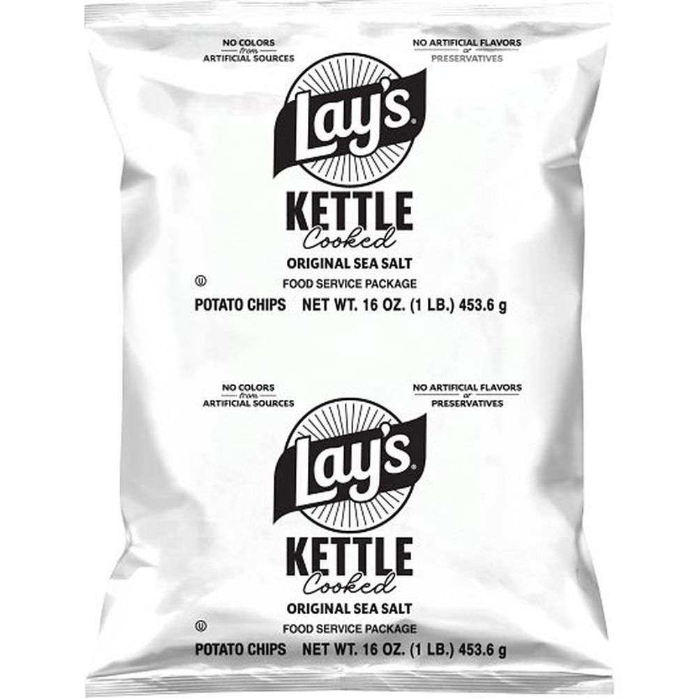 Lays Regular Kettle Potato Chips, 1 Pound -- 8 per case.