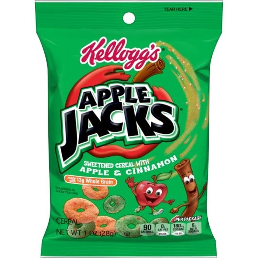 Kelloggs Apple Jacks For Schools Cereal, 1 Ounce -- 96 per case.