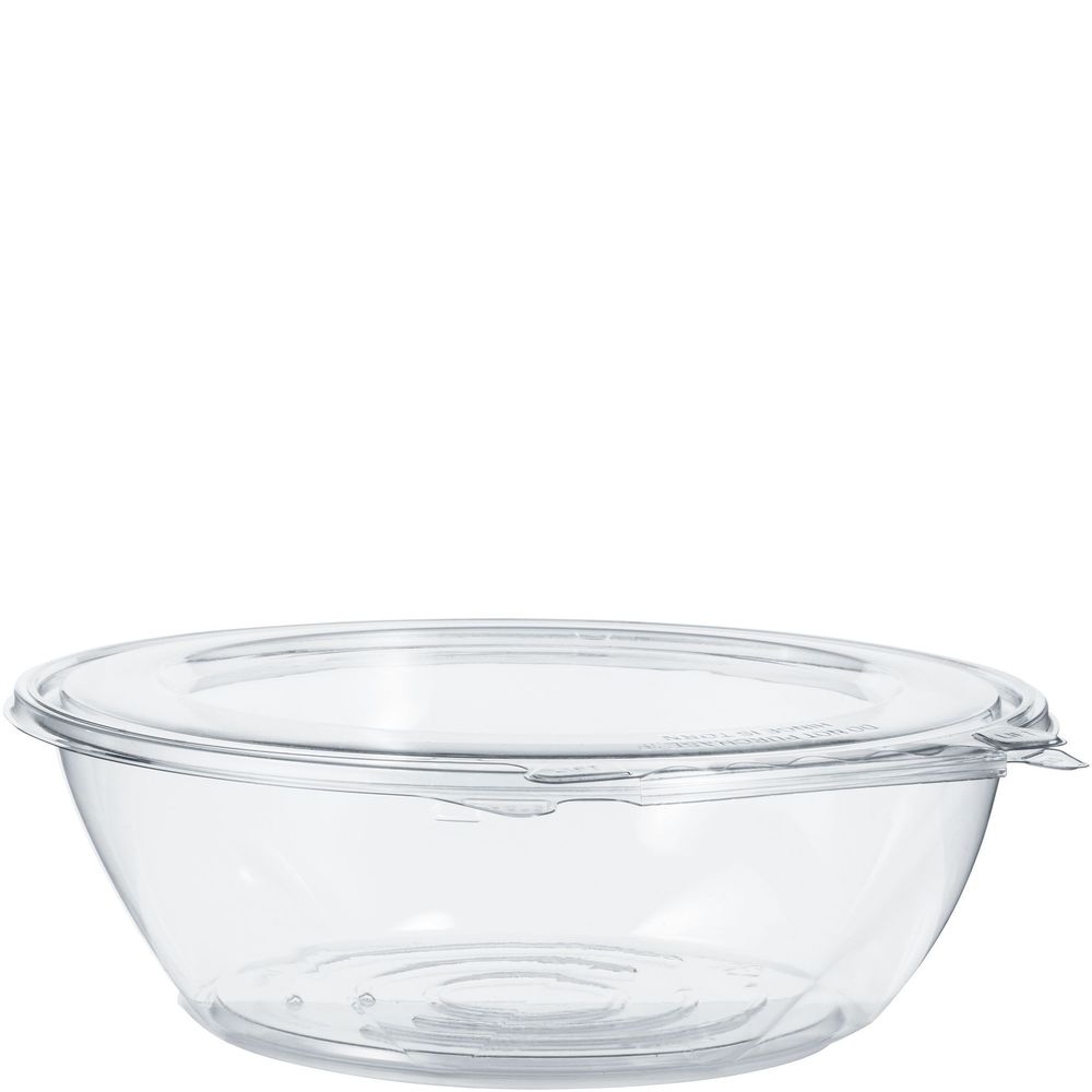 PET Tamper-Evident/Resistant Clear Bowl with Flat Lid 48 Ounce