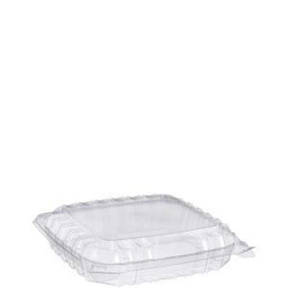 PET Plastic Medium Shallow Clear Hinged Lid Container