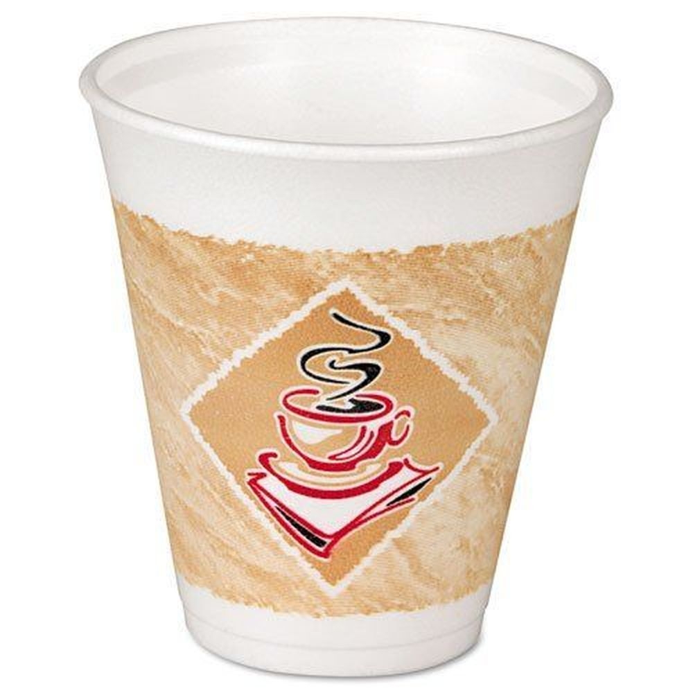 White EPS Foam Cup with Red Cafe G Design 12 Ounce