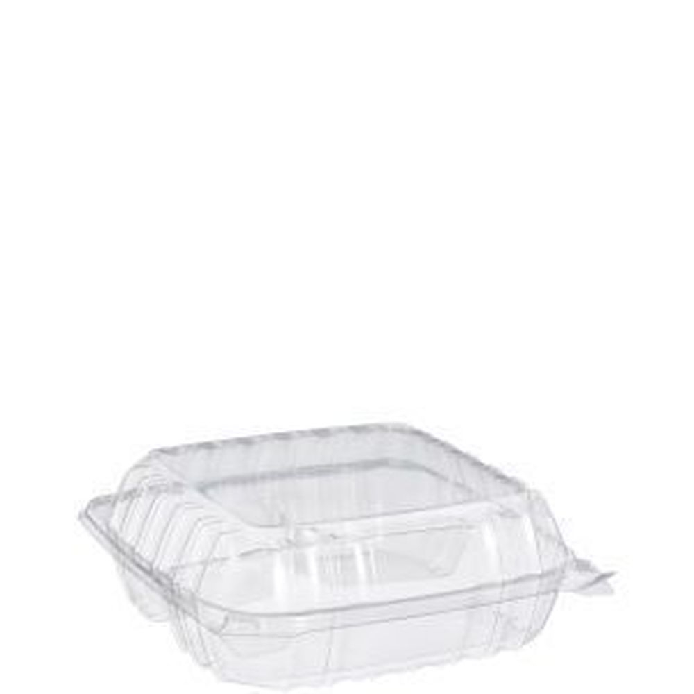 OPS Square 3 Compartment Medium Clear Hinged Container