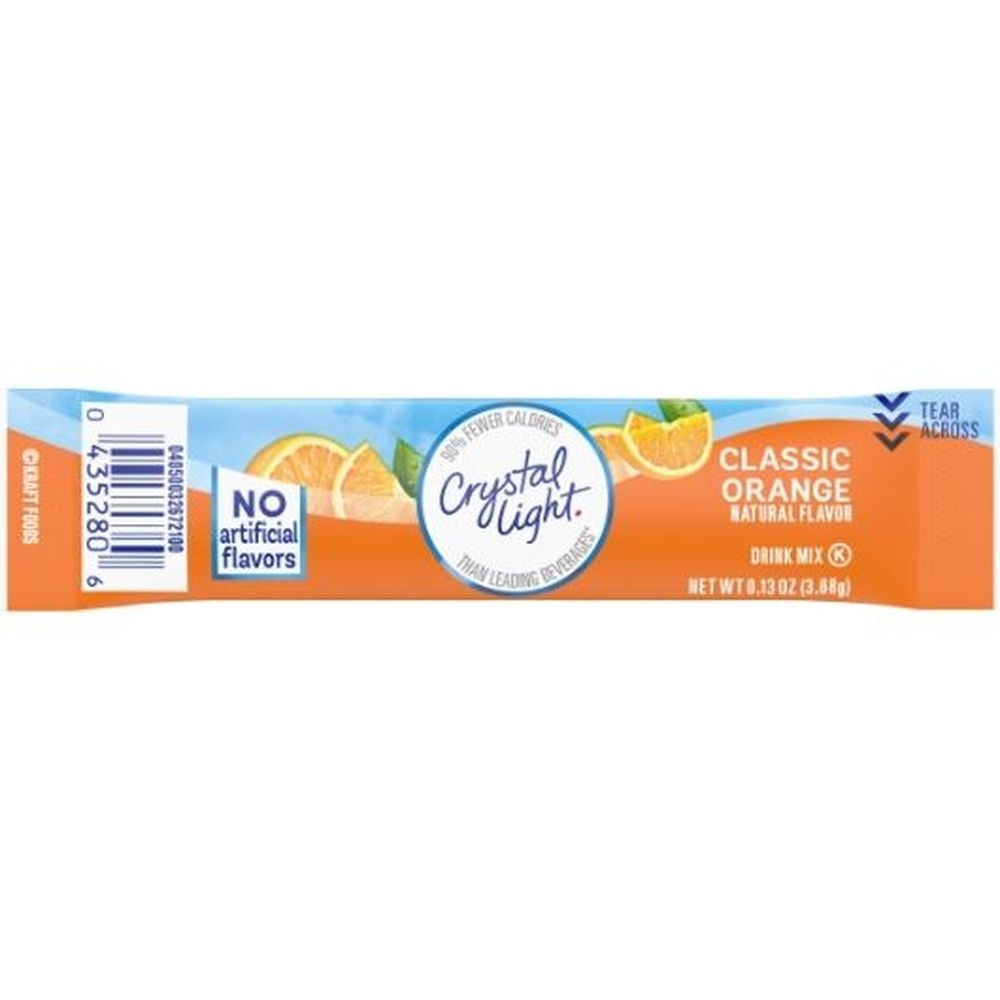 Crystal Light On The Go Classic Orange Drink Mix, 0.13 Ounce - 10 per pack -- 12 packs per case.