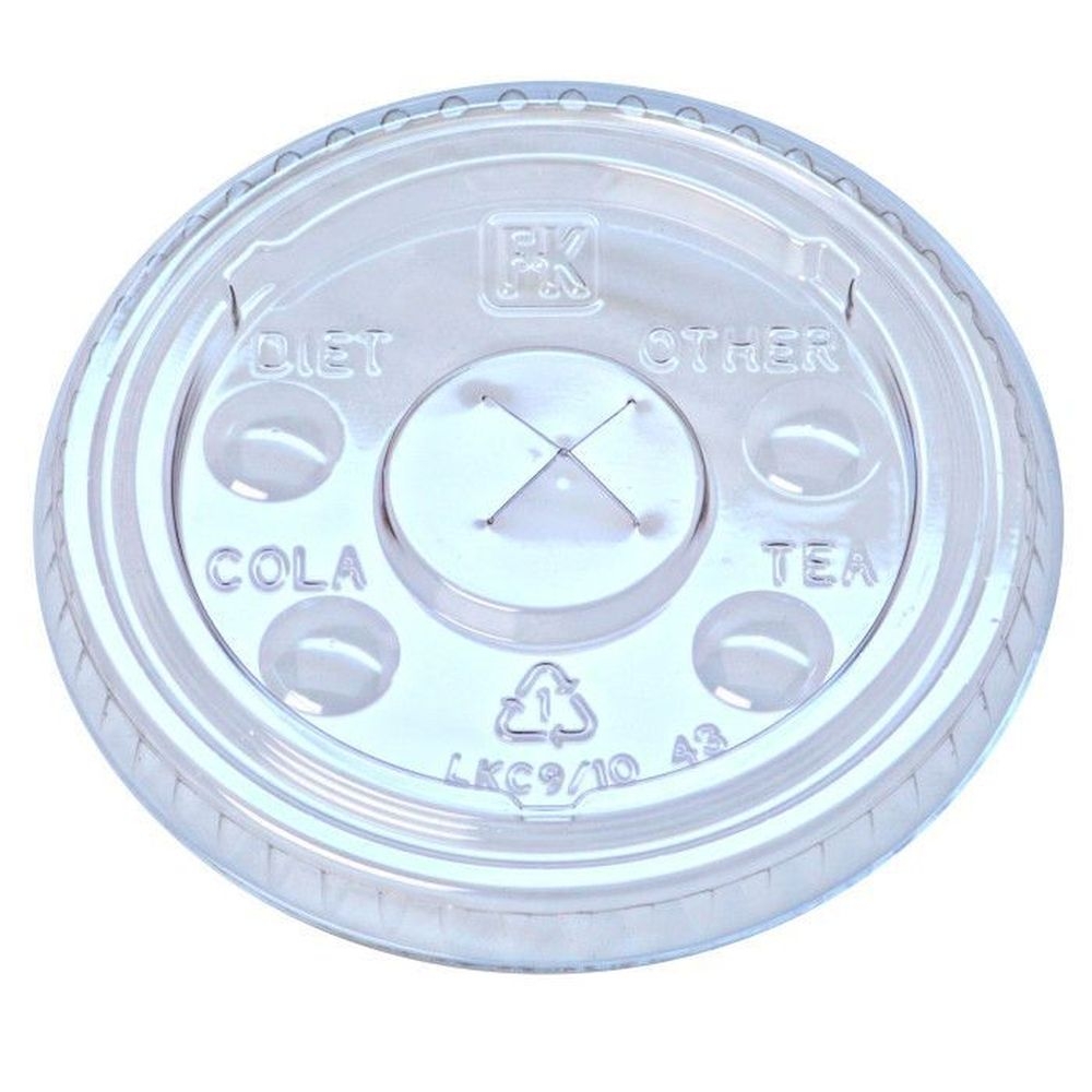 Clear PET x-Slot Lid with Flavor Button for 9/10 Ounce Cup