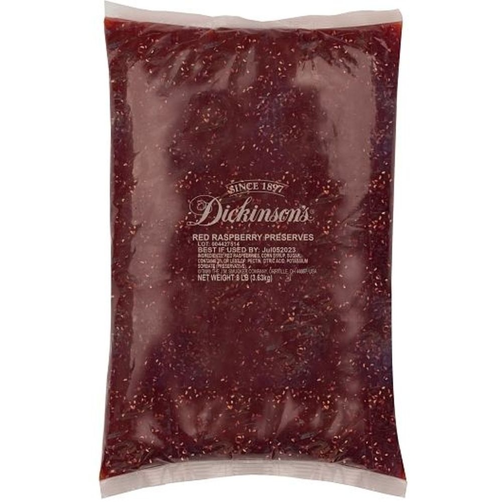 Dickinson Raspberry Preserve - Bulk, 8 Pound Pouch -- 4 per case