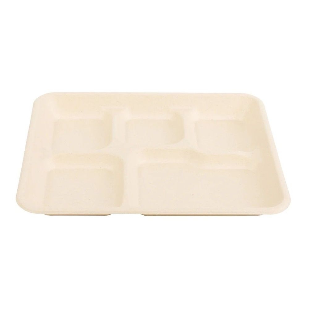Natural NPFA Molded Fiber 5 Compartment Value Tray