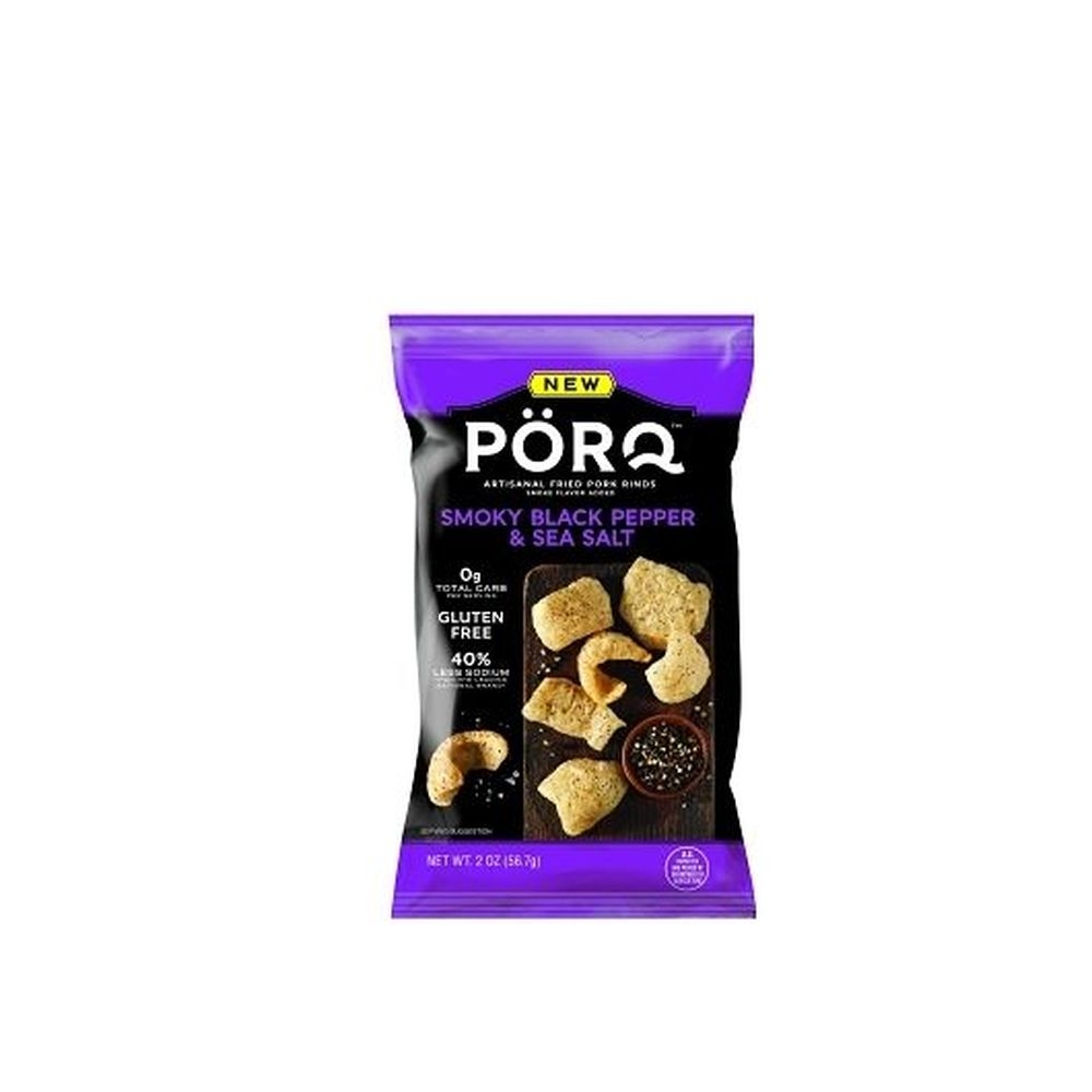 Porq Smoky Black Pepper and Sea Salt Pork Skins, 2 Ounce -- 12 per case