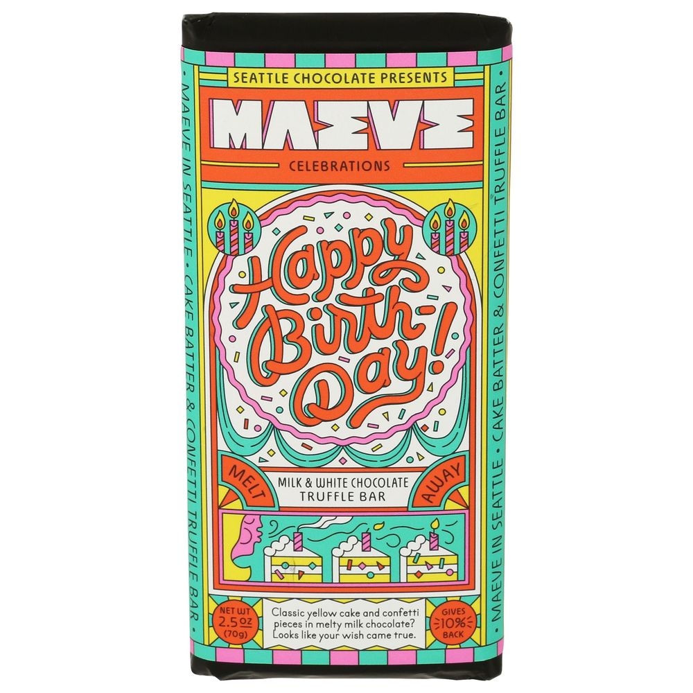 Happy Birthday Milk and White Chocolate Truffle Bar