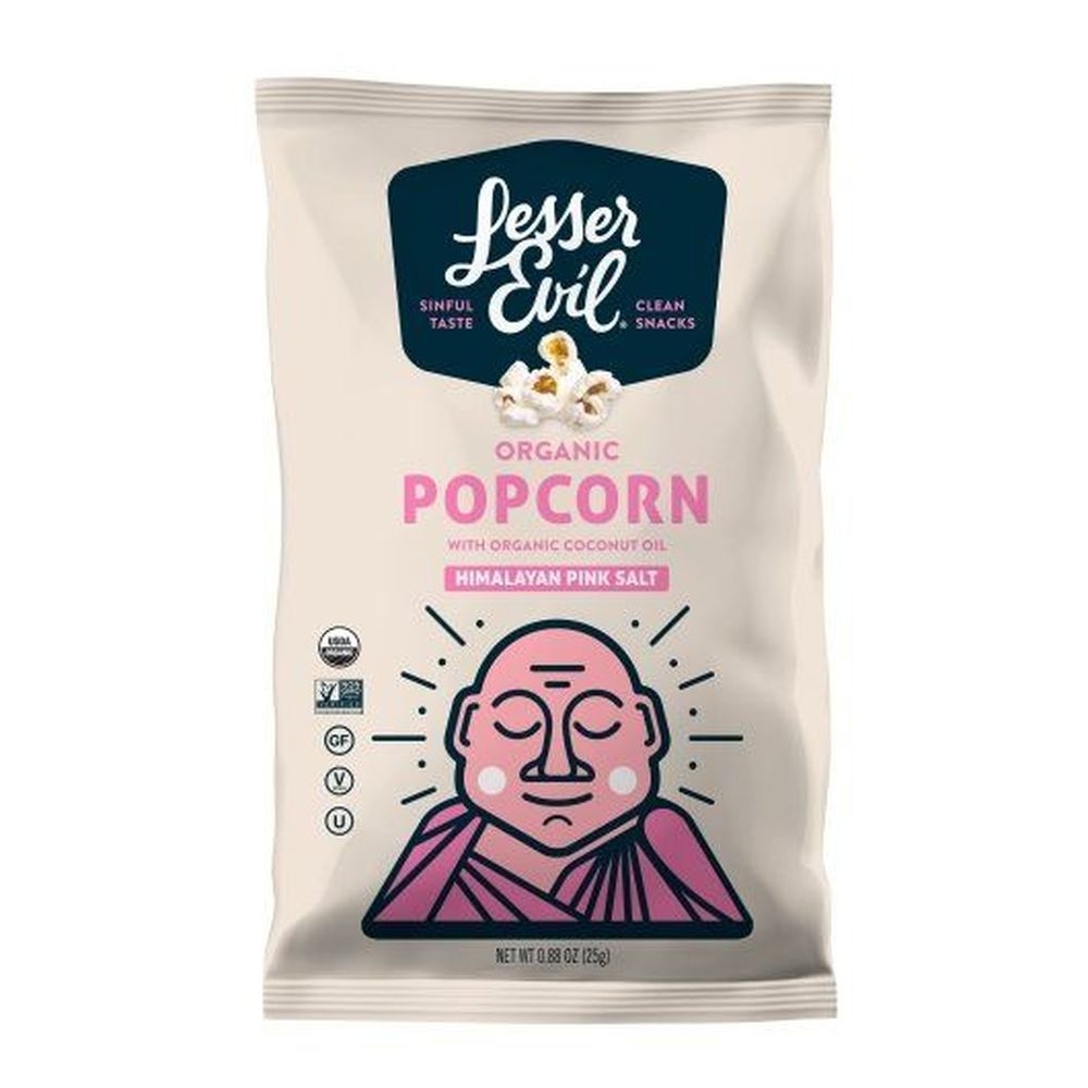 LesserEvil Organic Himalayan Pink Salt Popcorn, 0.88 Ounce -- 18 per case