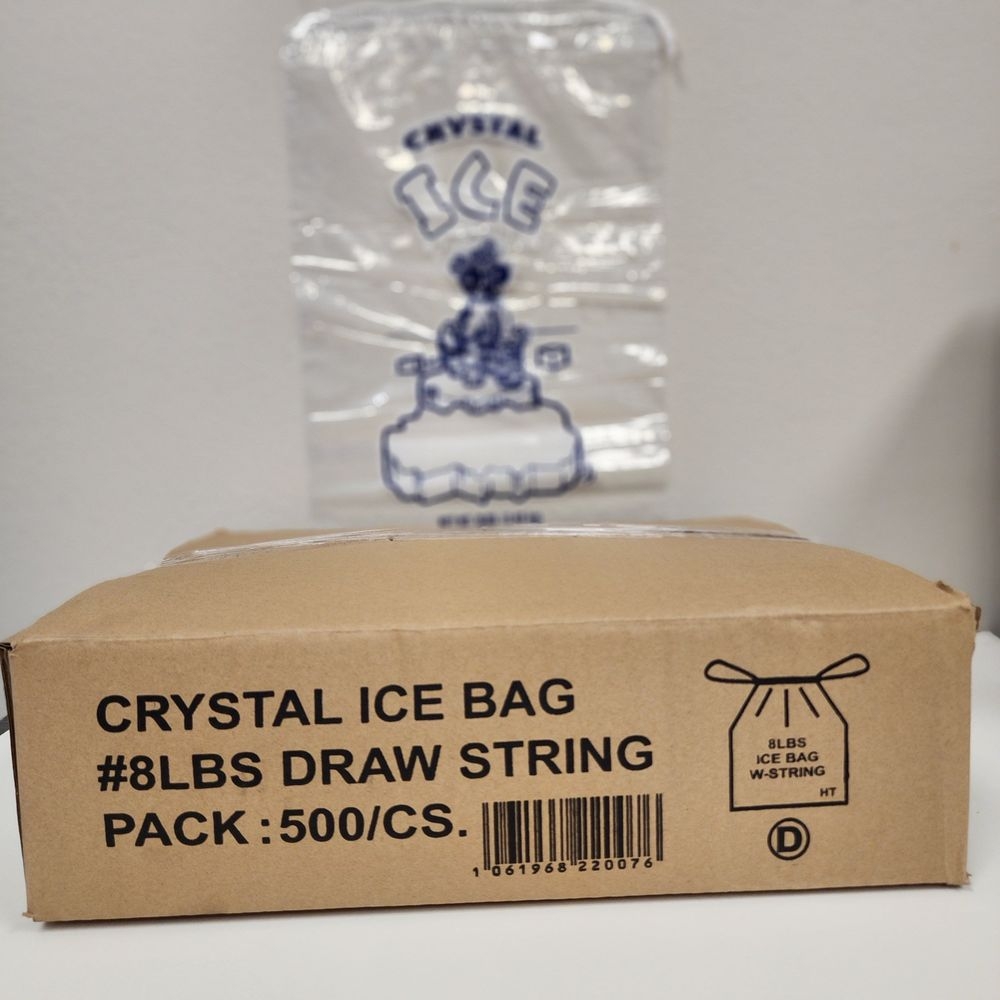 1.5 mil Drawstring Crystal Ice Bag