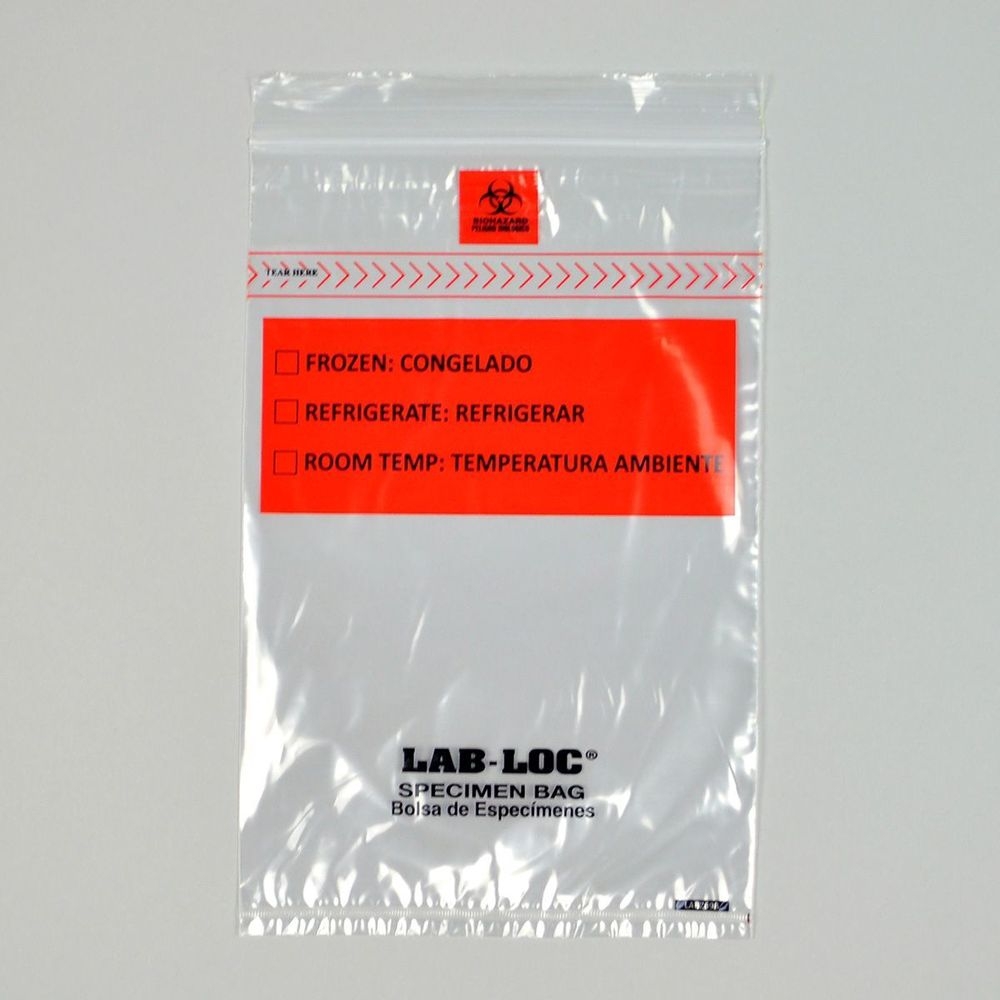 Lab-Loc 1.75 mil Specimen Bag with Removable Biohazard Symbol